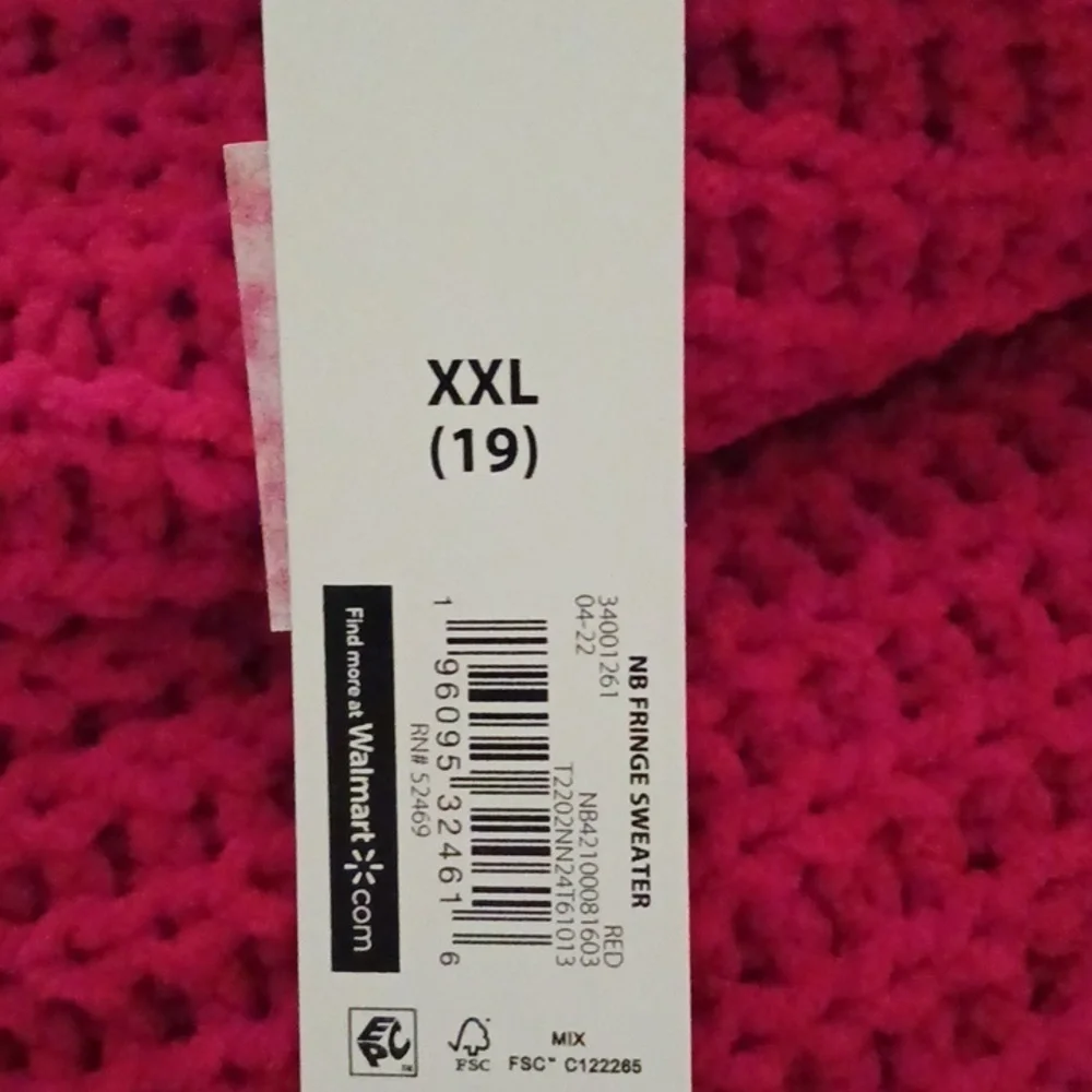 No Boundaries Fringe Sweater Red Yarn Knit Crew Neck Casual Womens XL - Picture 7 of 8